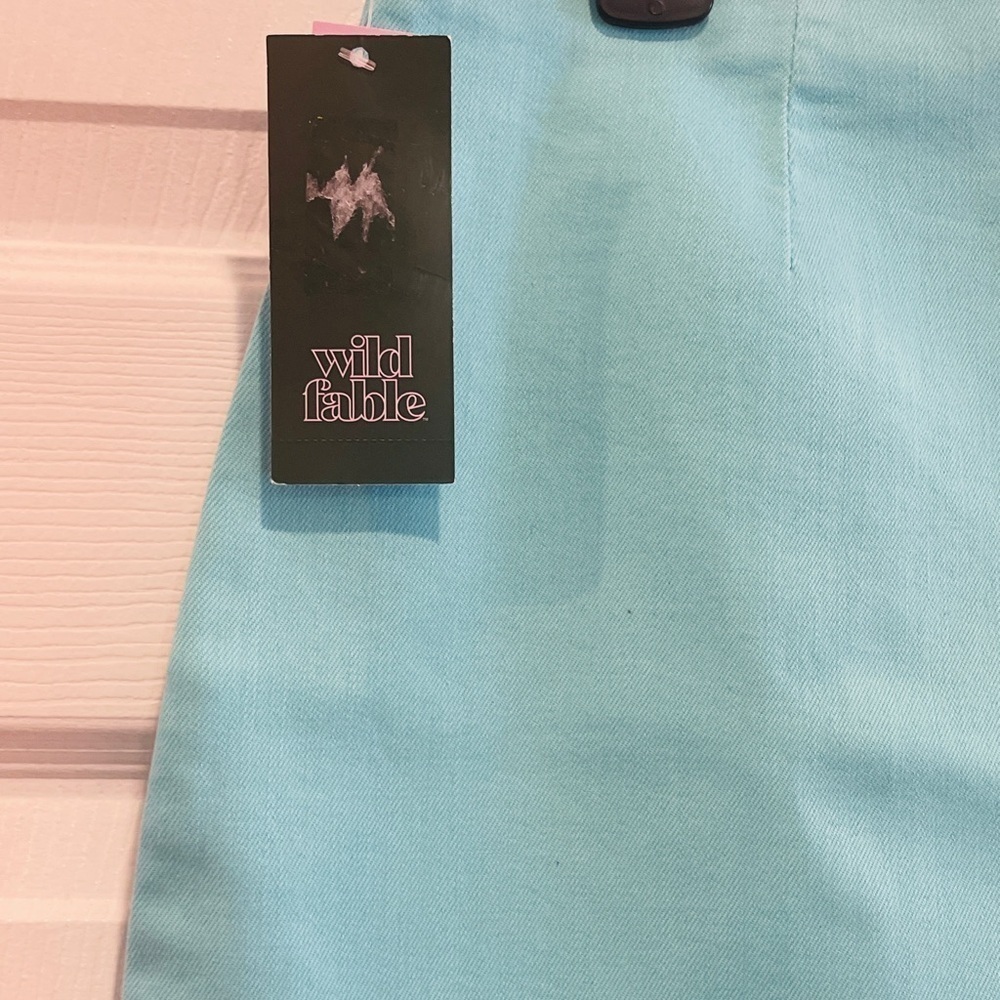 Wild Fable Women Stretchy Glitter Turquoise Colored Mini Skirt Size 12 - Picture 6 of 15
